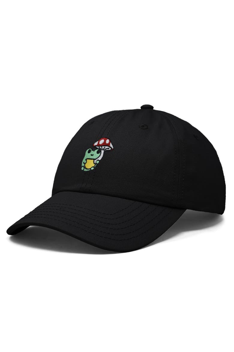 Mushroom Frog Embroidered Hat, Alternate, color, Black