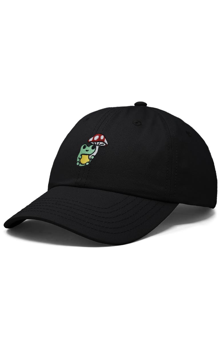 Dalix Mushroom Frog Embroidered Hat, Alternate, color, Black
