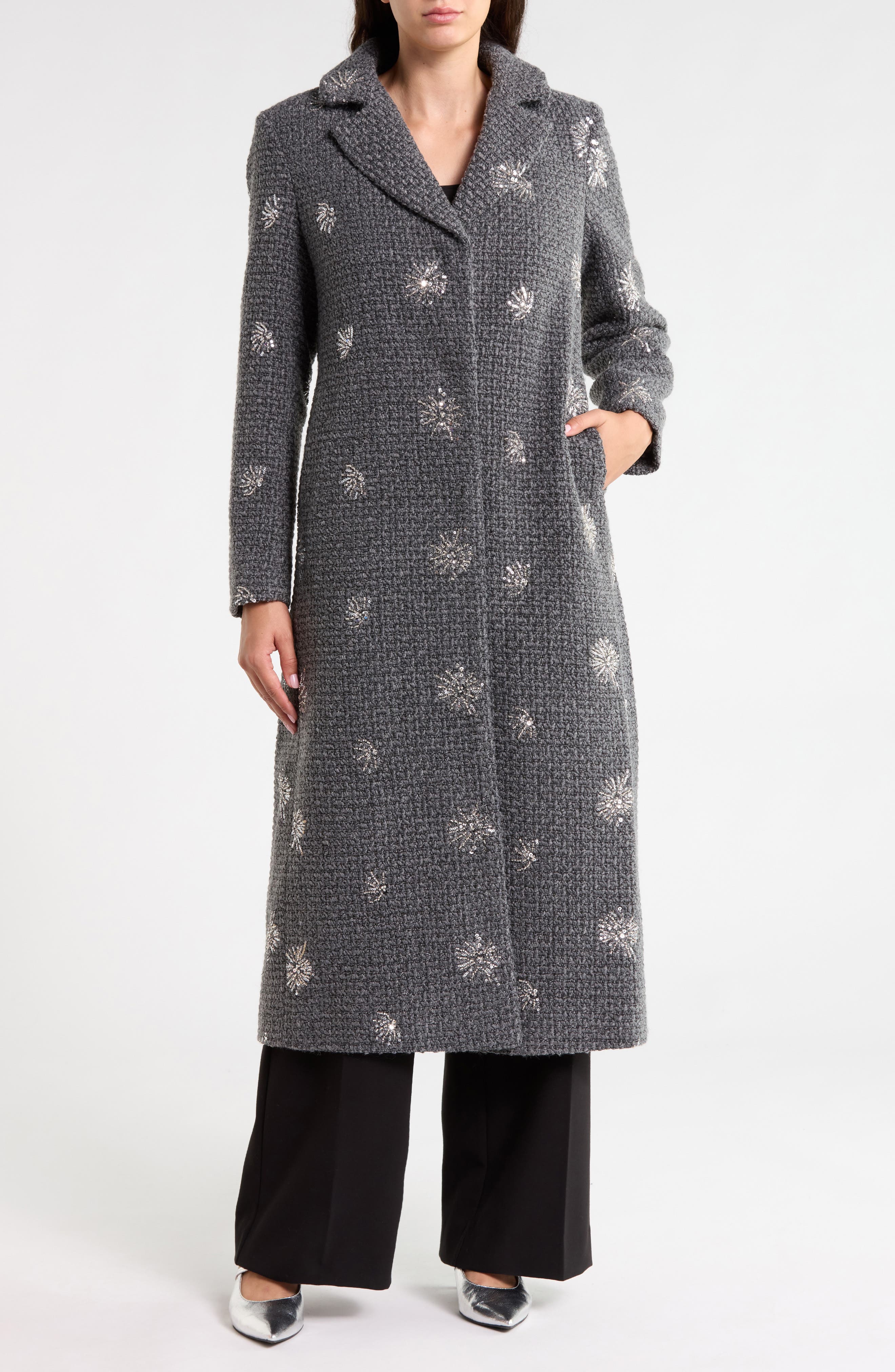 Sequin Starburst Bouclé Coat