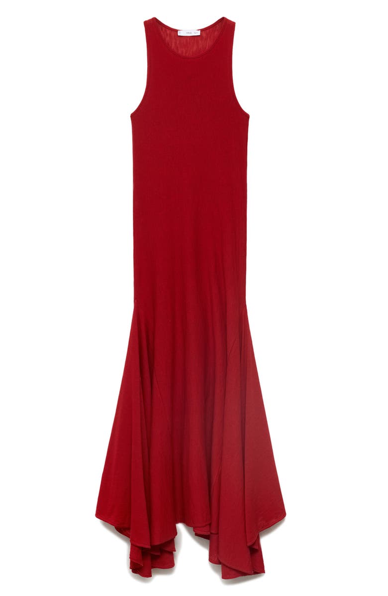 MANGO Asymmetric Sleeveless Knit Maxi Dress, Alternate, color, Red