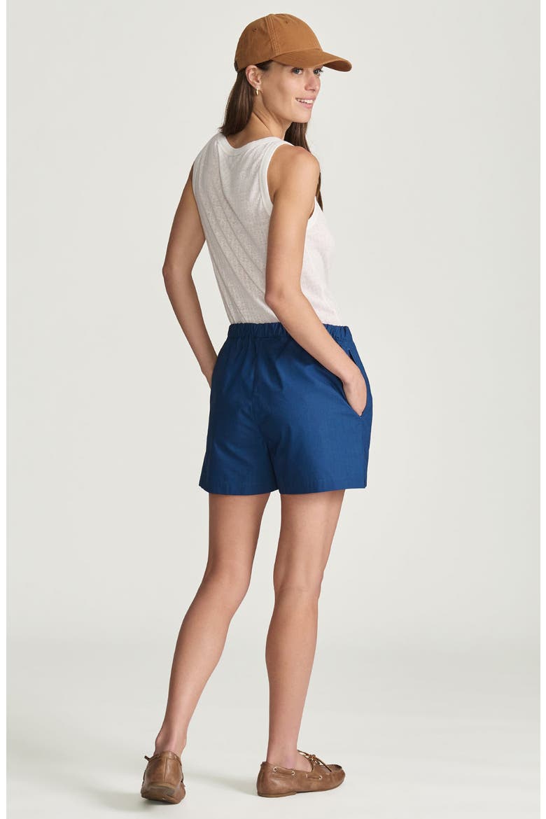 Cotton Elastic Waist Shorts, Alternate, color, NAVY PEONY