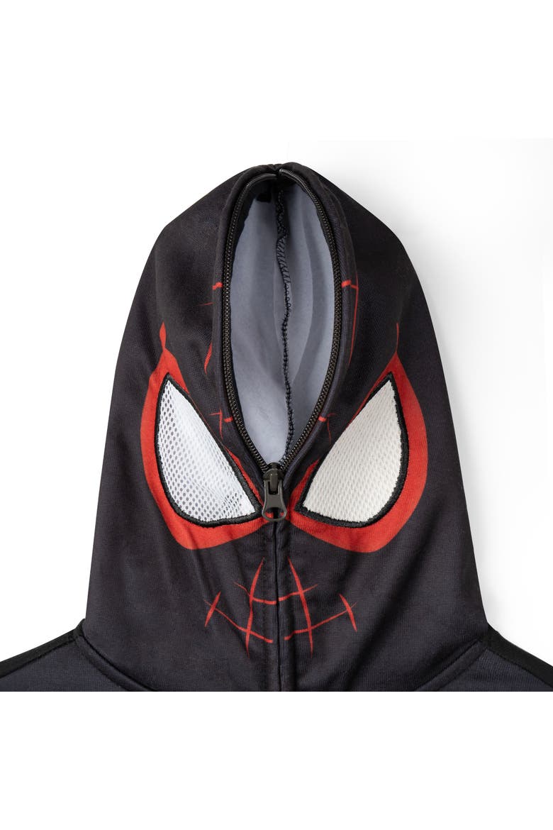Spider-Verse Miles Morales Cosplay Fleece Zip-Up Hoodie, Alternate, color, Black Miles Morales