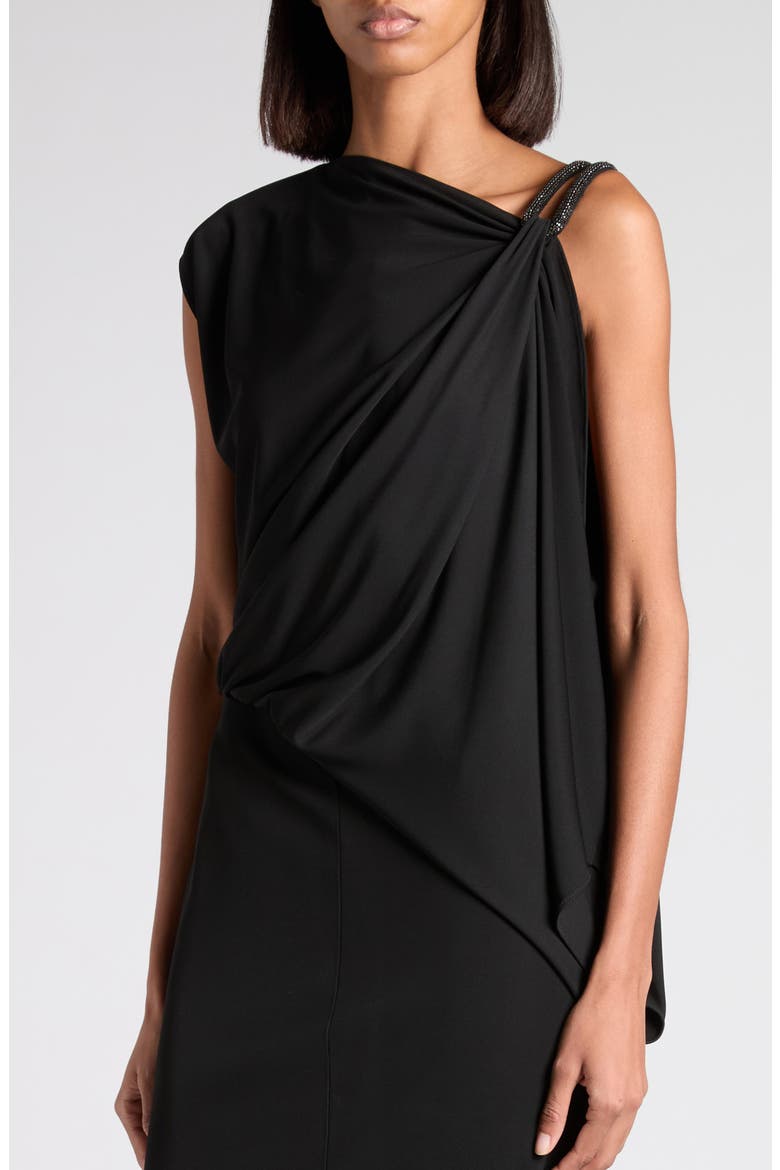 Pavé Strap Crepe Jersey Cocktail Dress, Alternate, color, BLACK