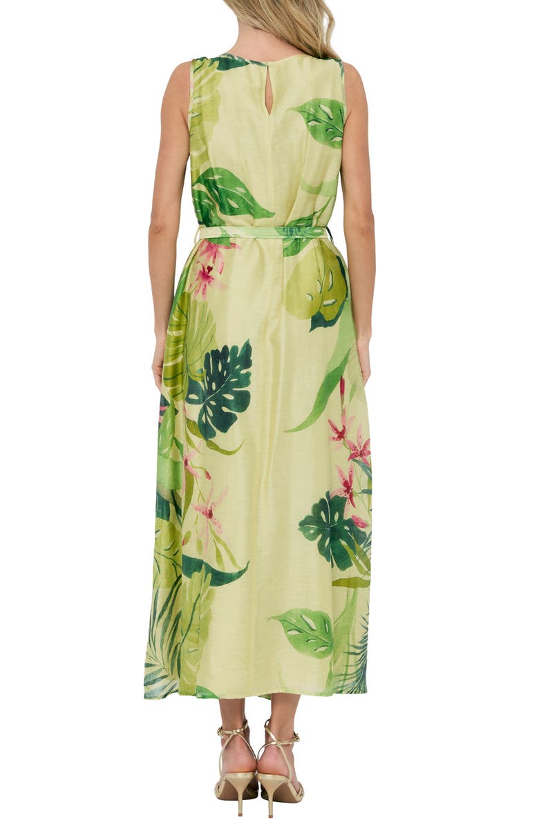 CIEBON Rowena Tie Waist Midi Skirt, Alternate, color, Citron Multi