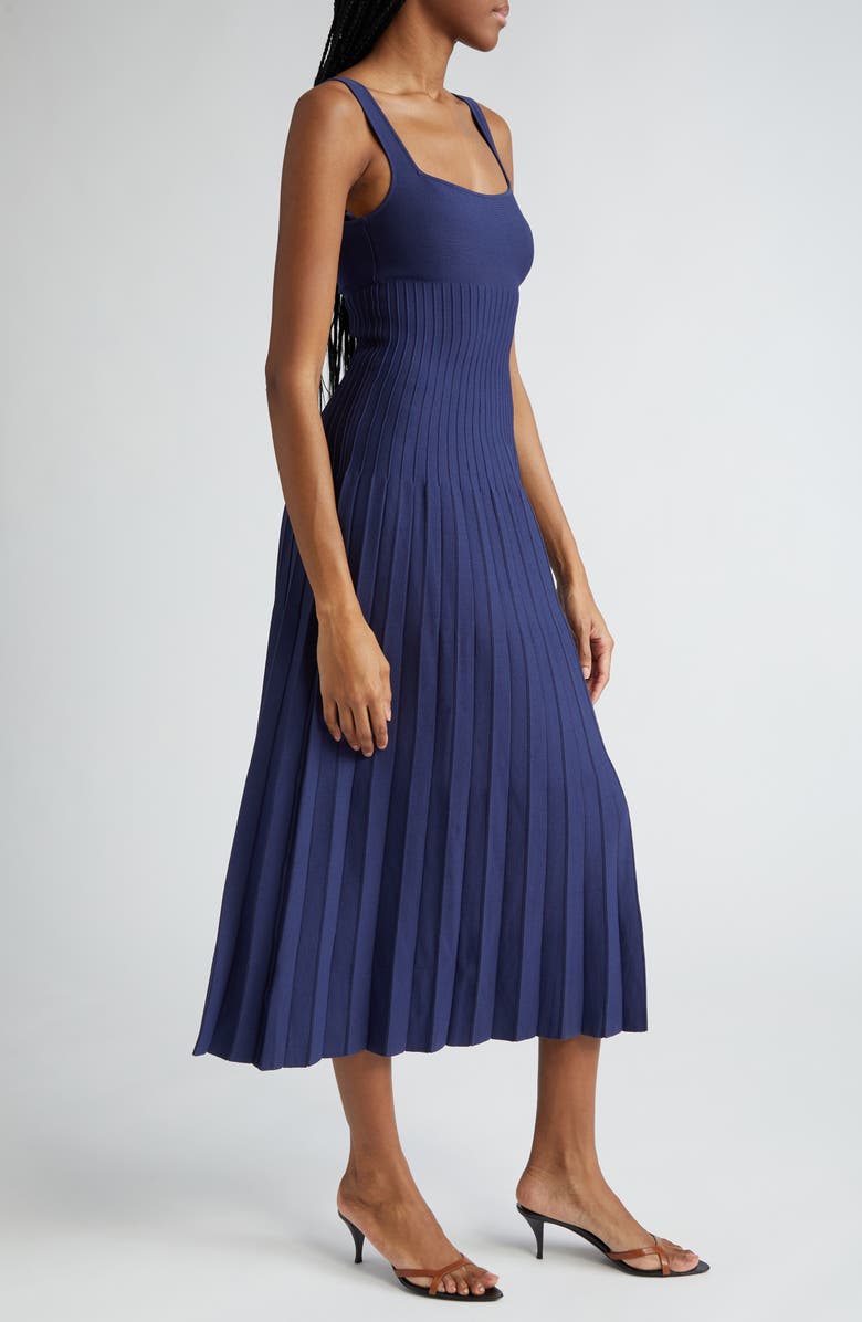 STAUD Ellison Pleat Effect Sweater Dress, Alternate, color, Navy