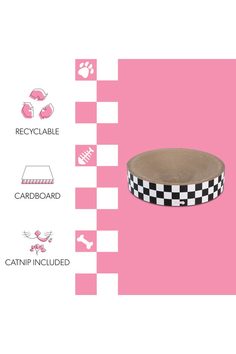 Nelson 20.13" Modern Cardboard Round Bowl Cat Scratcher with Catnip, Alternate, color, White/Black