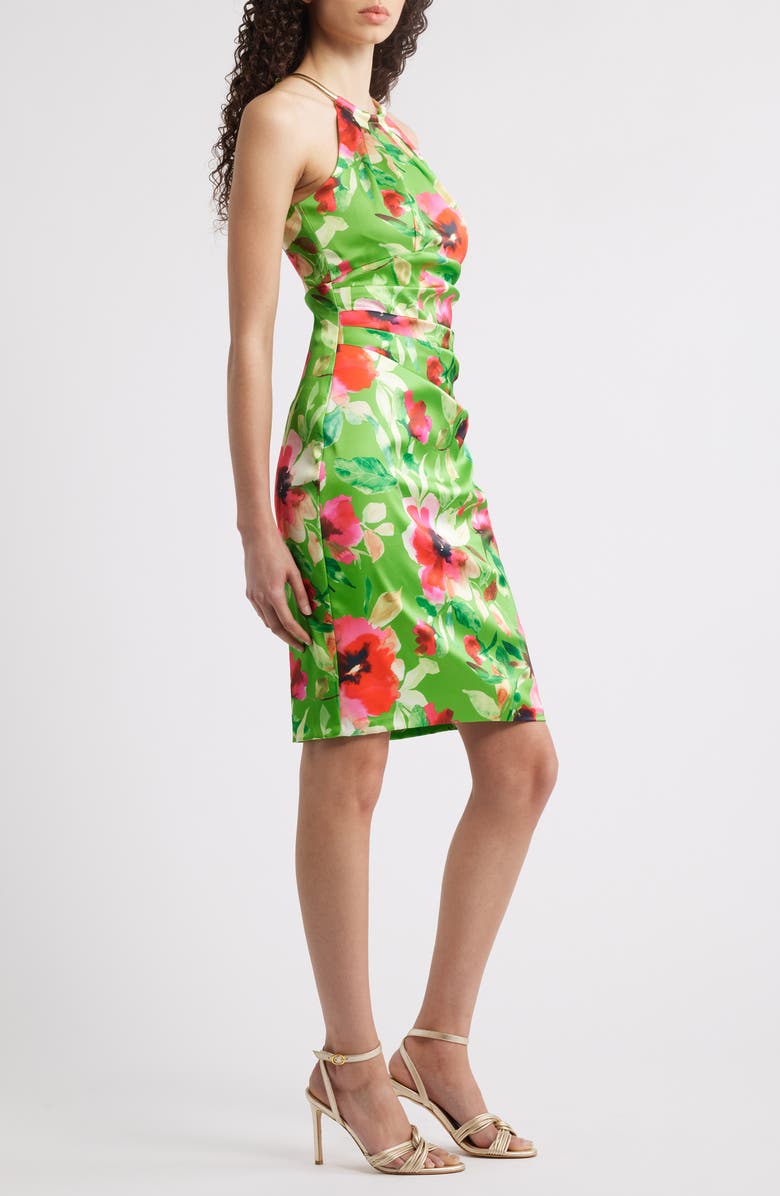 Eliza J Floral Print Minidress, Alternate, color, Green Multi