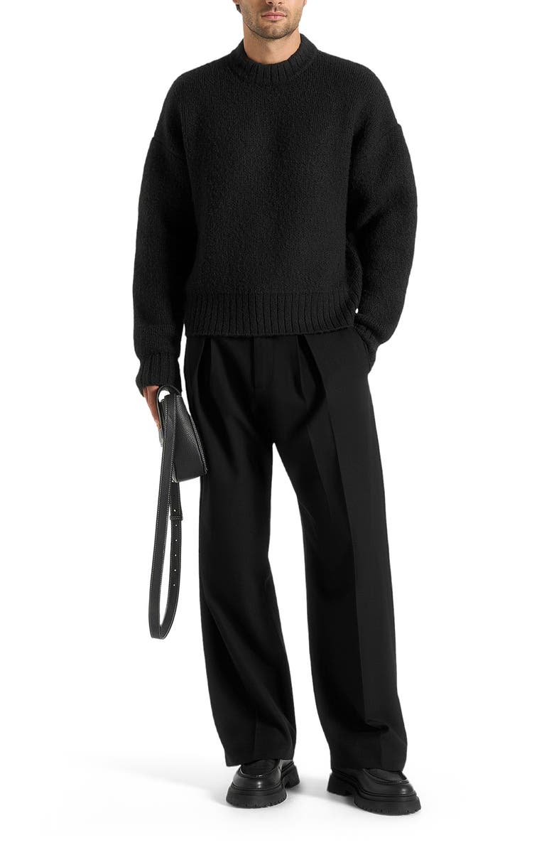 Manière De Voir Brushed Wool Knit Jumper, Alternate, color, Black