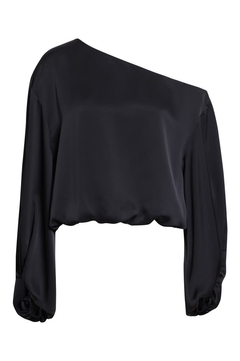Marley One Shoulder Long Sleeve Shirt, Alternate, color, BLACK