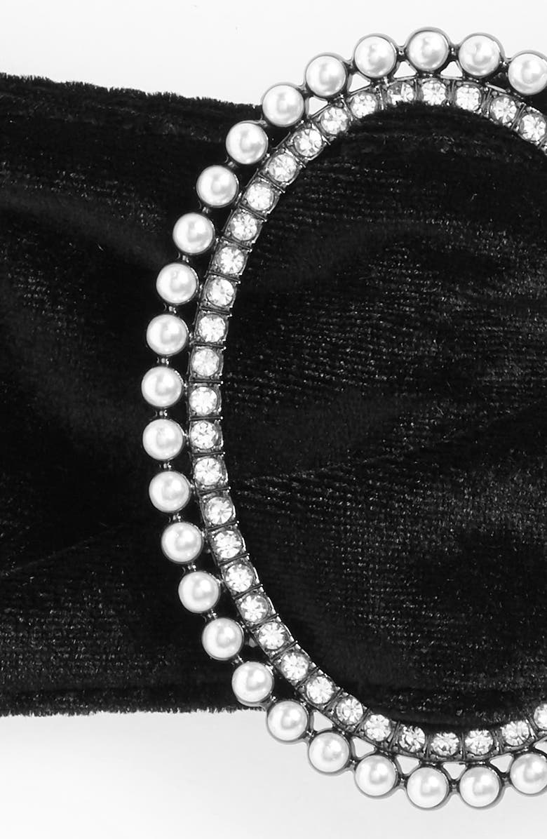 Nordstrom Velvet Belt with Imitation Pearl & Crystal Buckle, Alternate, color,