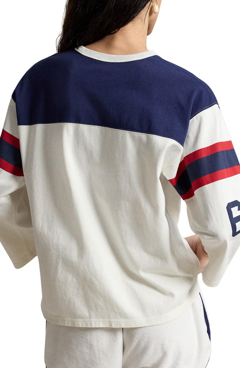 Polo Ralph Lauren Polo Bear Cotton Jersey Top, Alternate, color, Warm White/Newport Navy