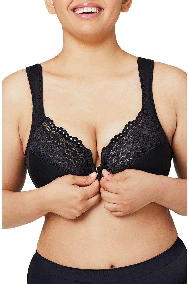 WonderWire® Front Close Underwire Bra, Alternate, color, BLACK
