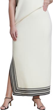 ELOQUII Stripe Detail Sweater Maxi Skirt