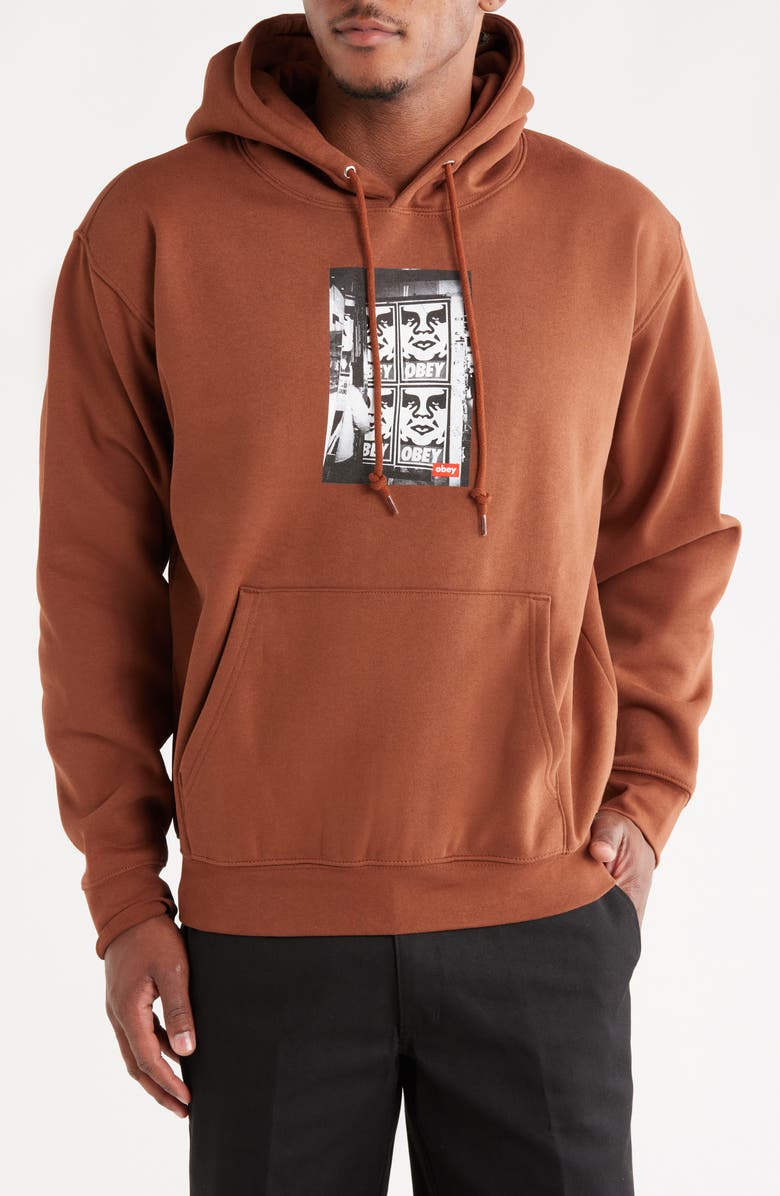 Obey Icon Photo Graphic Hoodie, Main, color, Sepia