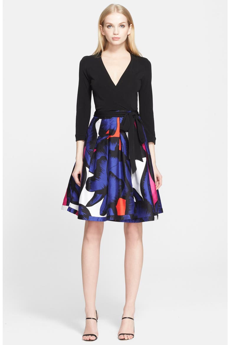 'Jewel' Wrap Dress, Main, color, BLACK/ POPPY