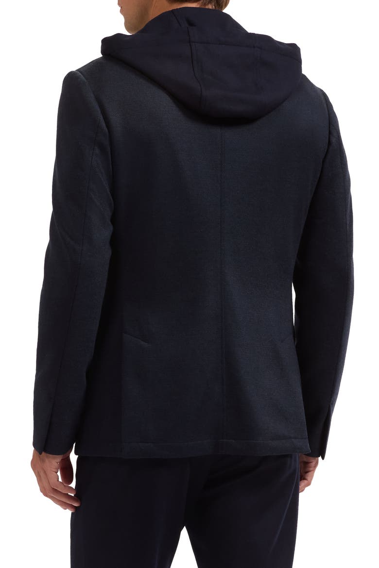 Wool Three Button Blazer with Hood, Alternate, color, NAVY