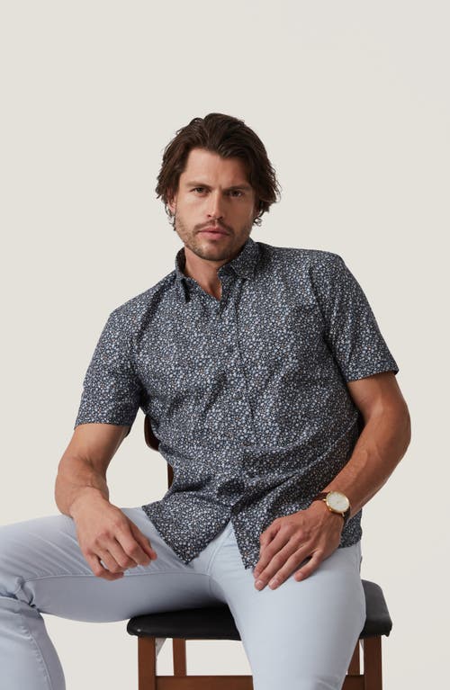 34 Heritage Field Floral Short Sleeve Button-up Shirt In Navy