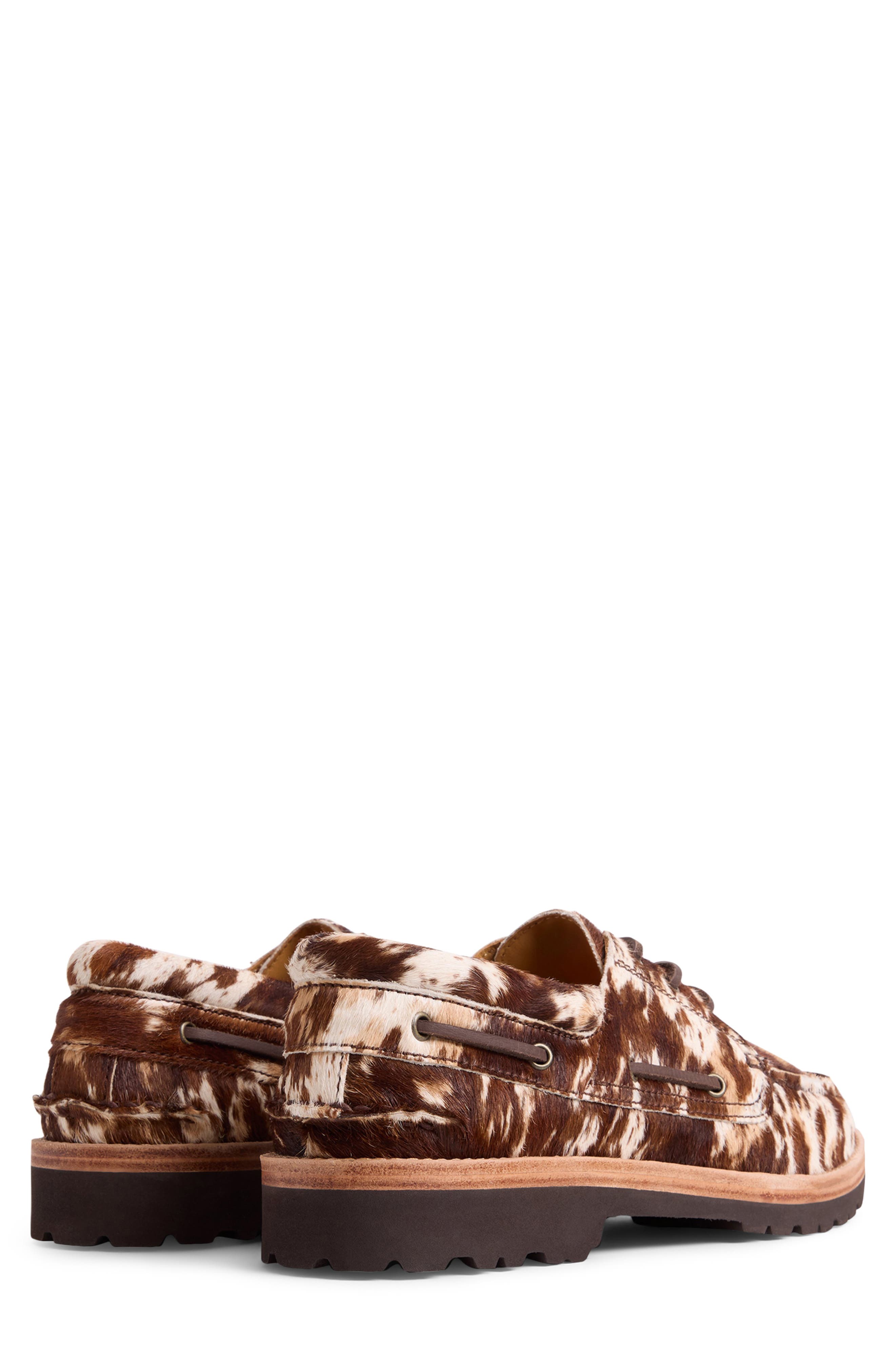 Sperry x Colour Plus Companie Genuine Calf Hair 3-Eye Boat Shoe, Alternate, color, Dark Fawn Leather Calf Hair