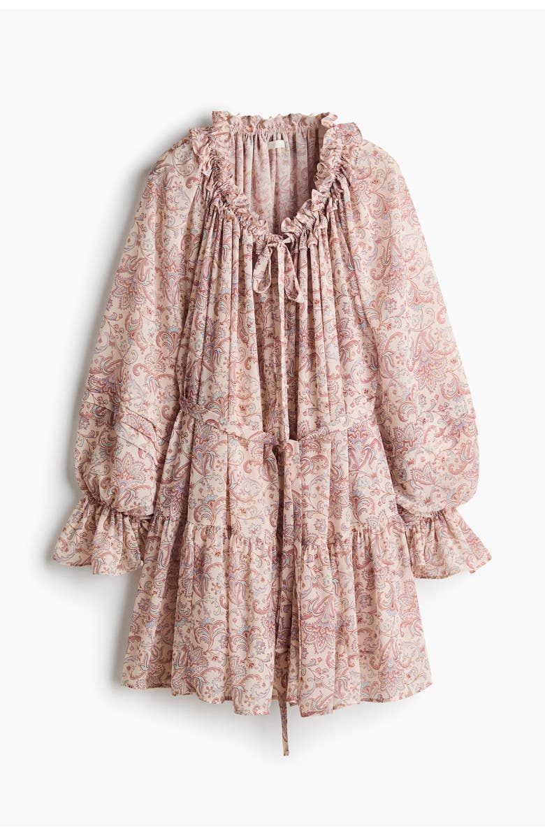 H&M Oversized Tunic Dress, Main, color, Light Beige/Paisley
