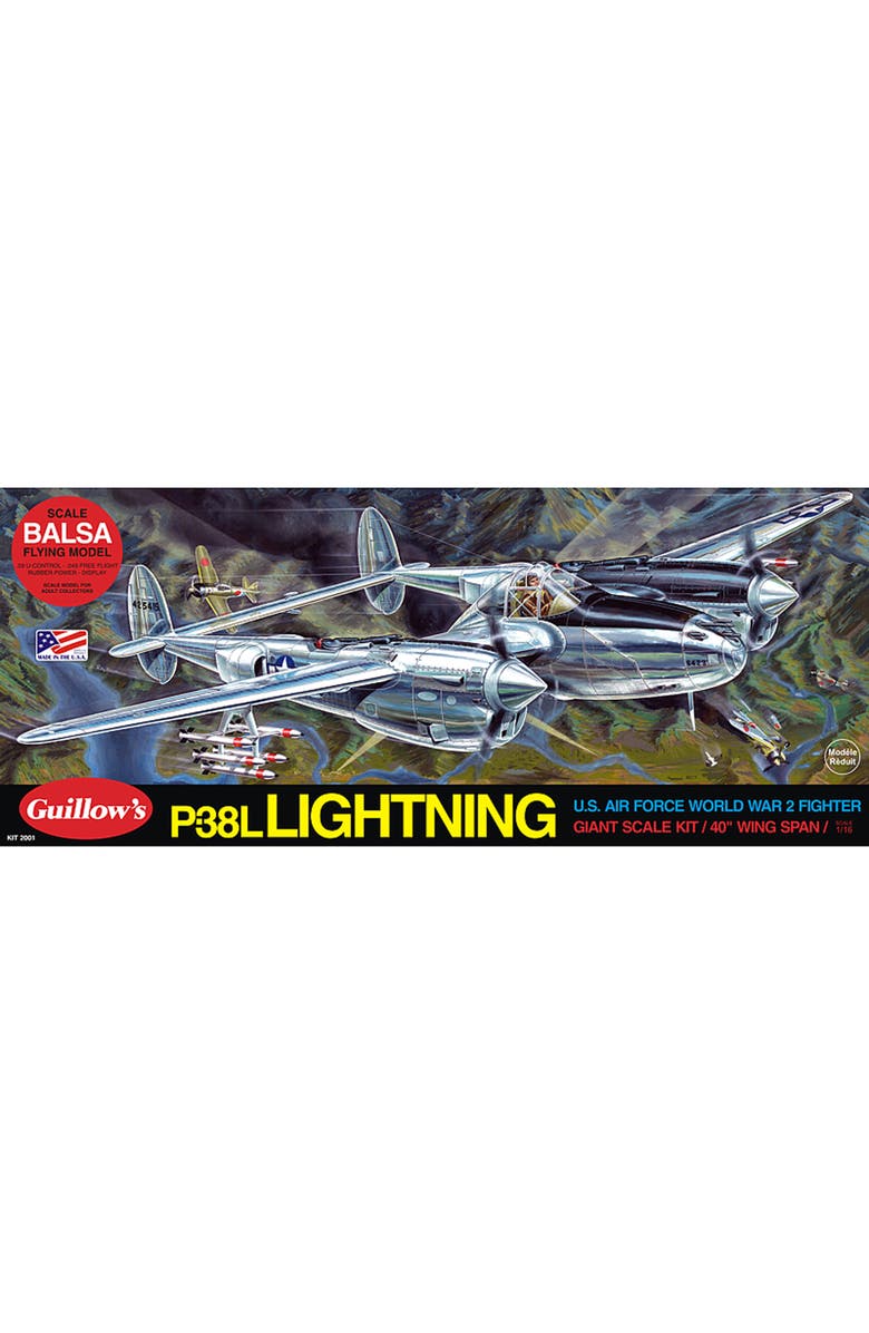 Guillow's Lockheed P38 Lightning Model Kit, Main, color,