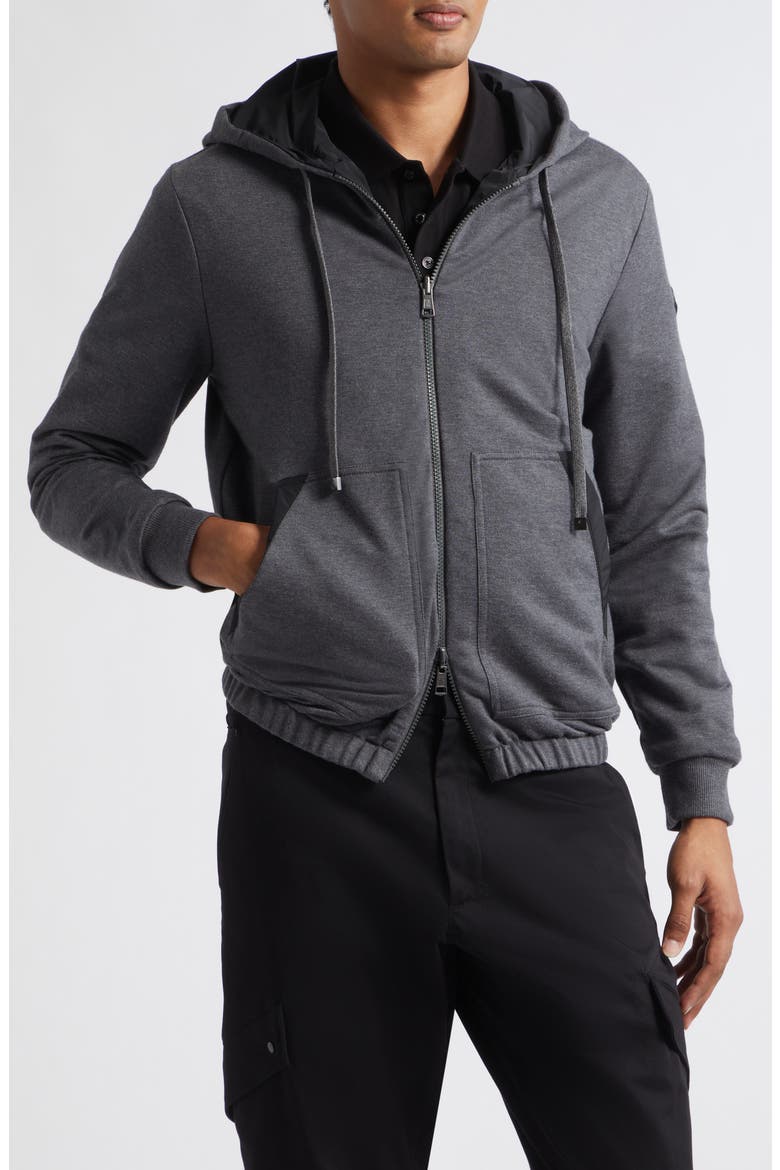 Cotton Zip Hoodie, Main, color, BLACKBOARD
