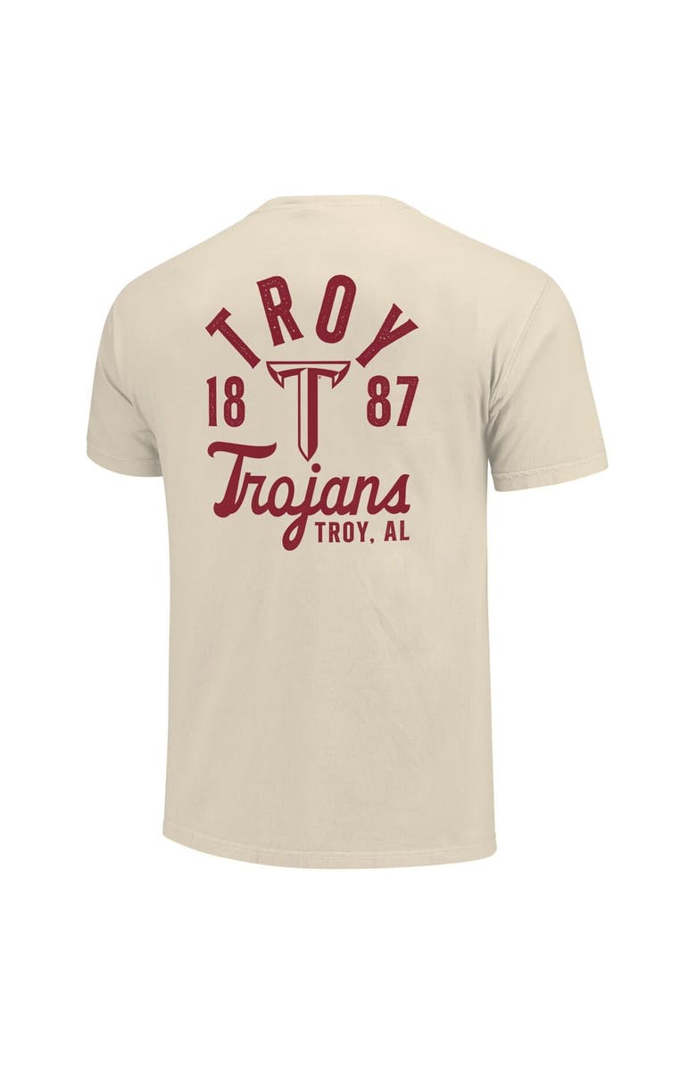 IMAGE ONE Men's Cream Troy University Trojans Comfort Colors Mascot Overlay T-Shirt, Alternate, color, 