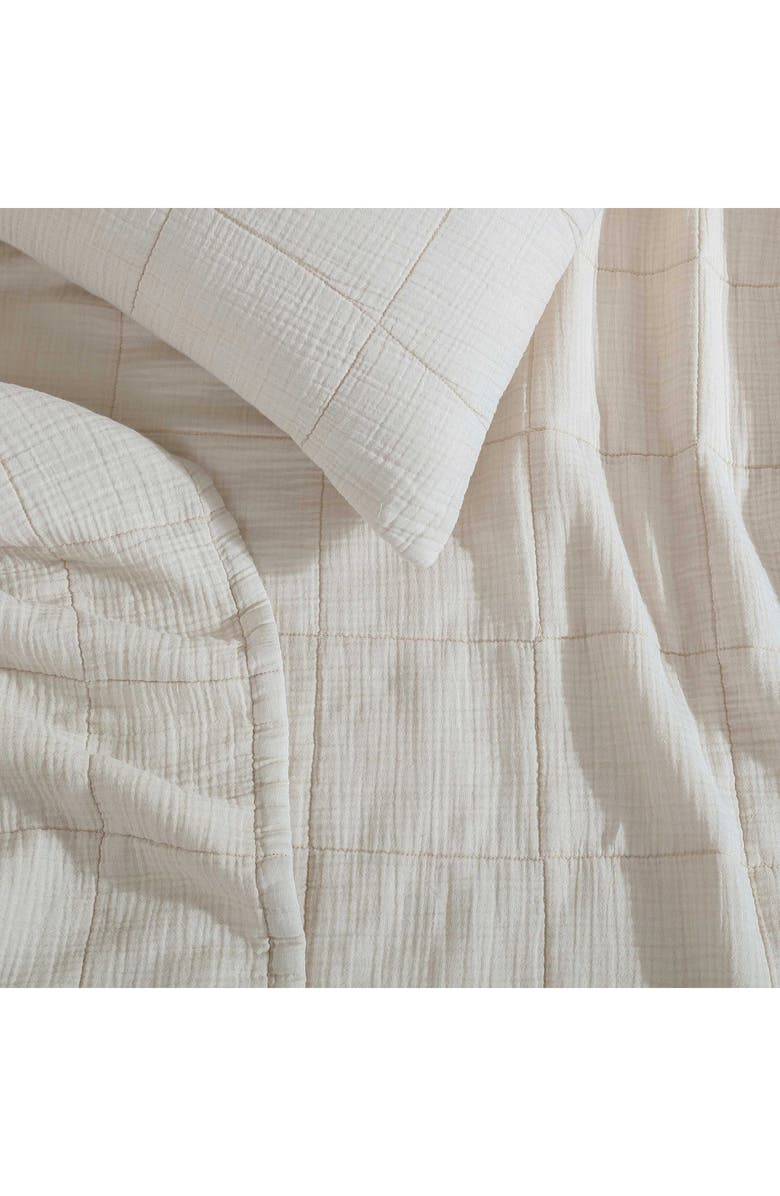 Calvin Klein Quilted Cotton Gauze Euro Pillow Sham, Alternate, color, Light Beige