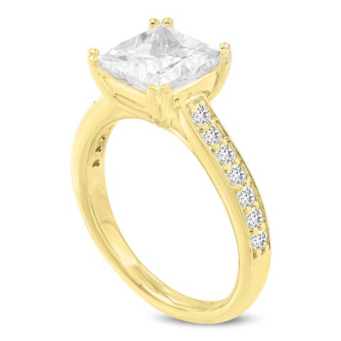 Kalina 14K Yellow Gold Princess Cut Lab Grown Diamond Engagement Ring - 3 Ct