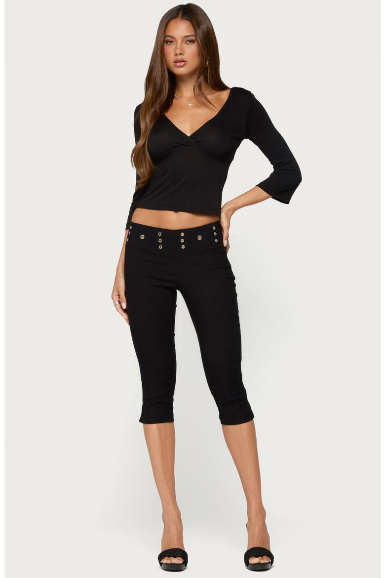 Meeva Grommet Capri Pants, Alternate, color, BLACK