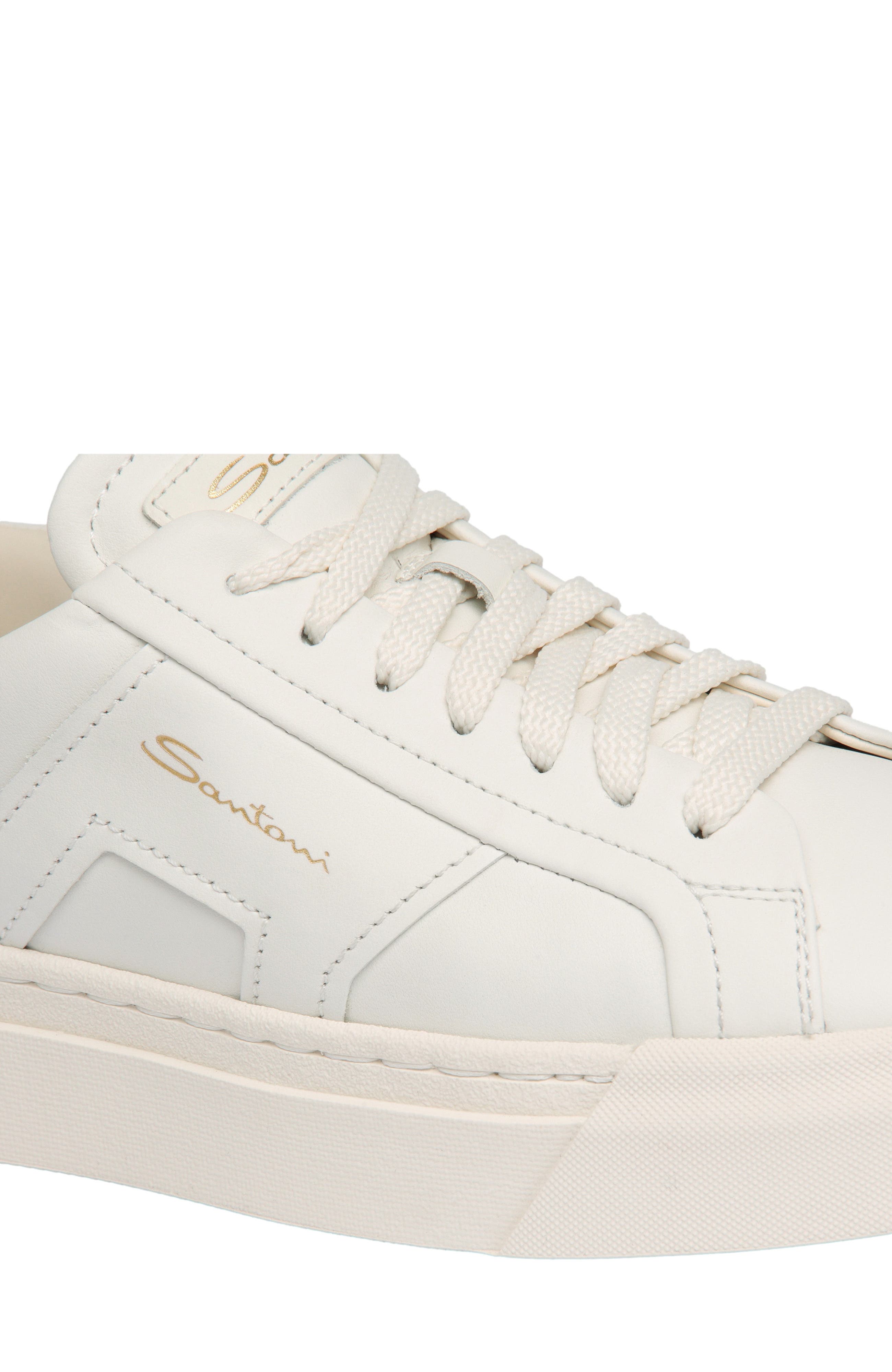 Santoni Women
s DBS Double Buckle Sneaker, Alternate, color, White