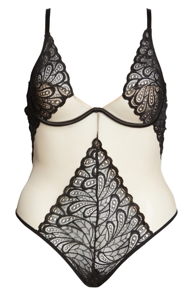 Oh La La Cheri Lace Panel Undewire Teddy, Alternate, color, 