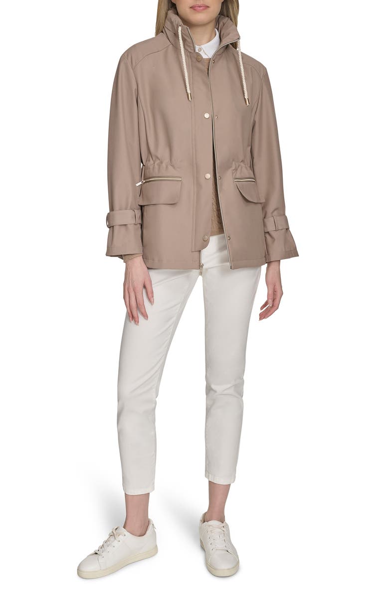 Cole Haan Signature Hooded Oversize Rain Jacket, Alternate, color, Light Taupe