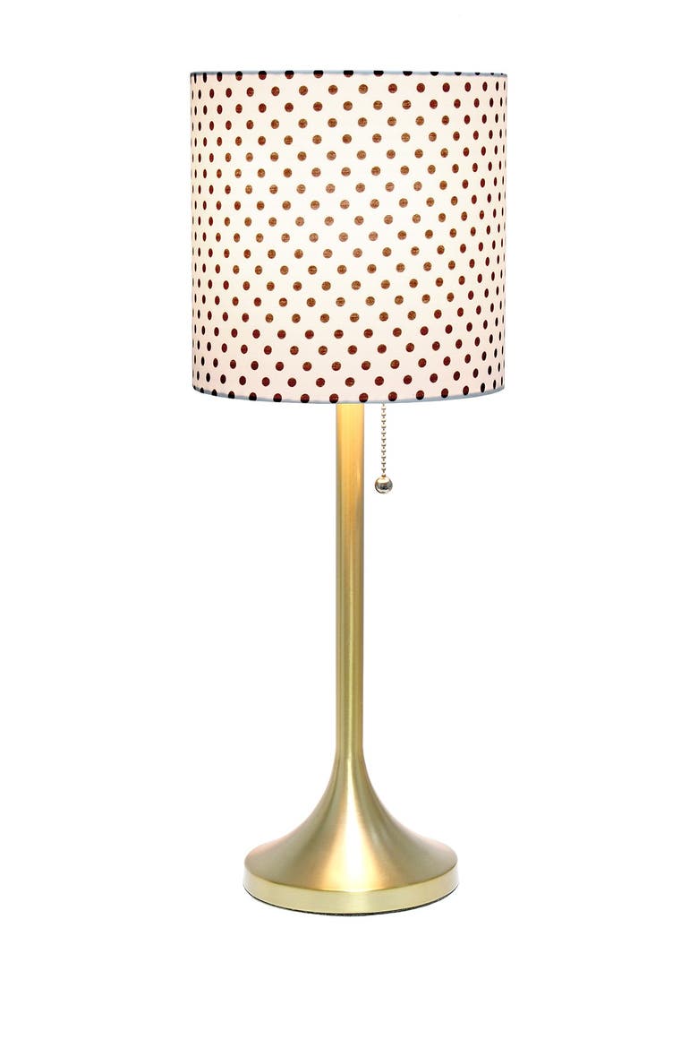 Gold Tapered Table Lamp with Polka Dot Fabric Drum Shade, Main, color, GOLD/ DOT