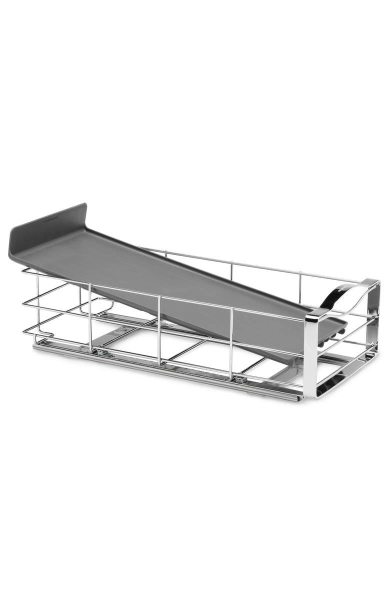 simplehuman pull-out cabinet organizer, grey plastic with heavy-gauge steel frame, Alternate, color, Grey- 9"