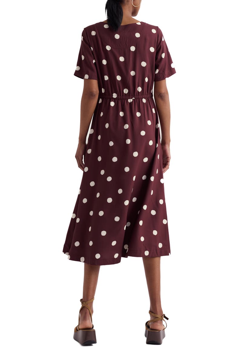 Tilly Polka Dot Midi Dress, Alternate, color, SPOT CACAO