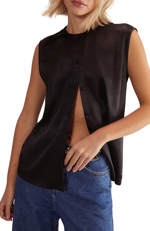 Sleeveless Hammered Satin Top