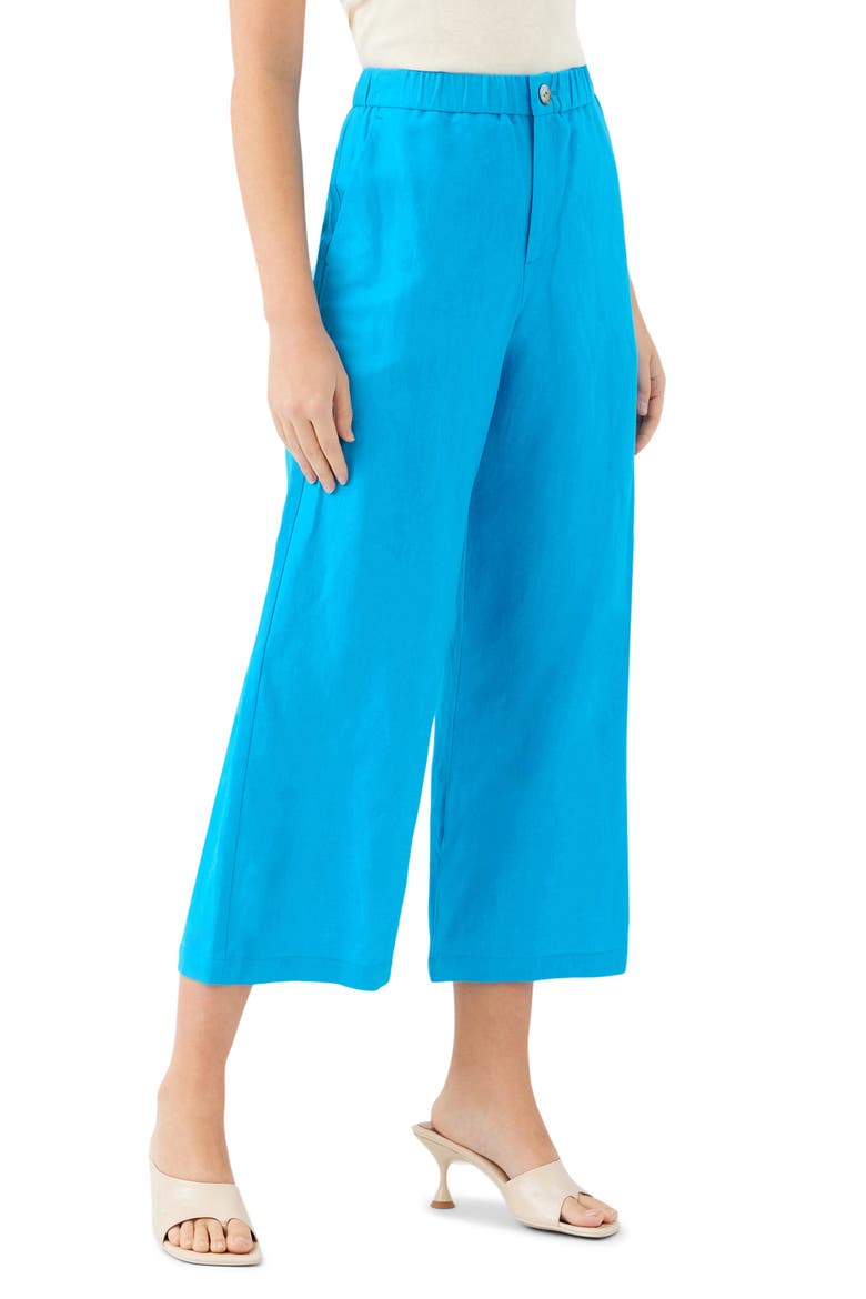 Mason Linen Blend Crop Pants, Alternate, color, TURQUOISE
