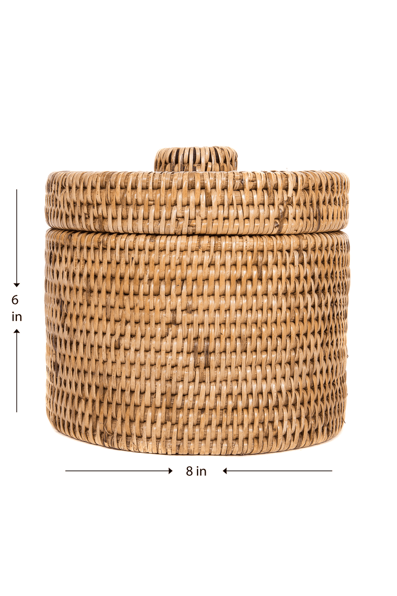Artifacts Rattan Round Single Tissue Roll Box, Alternate, color, Honey Brown
