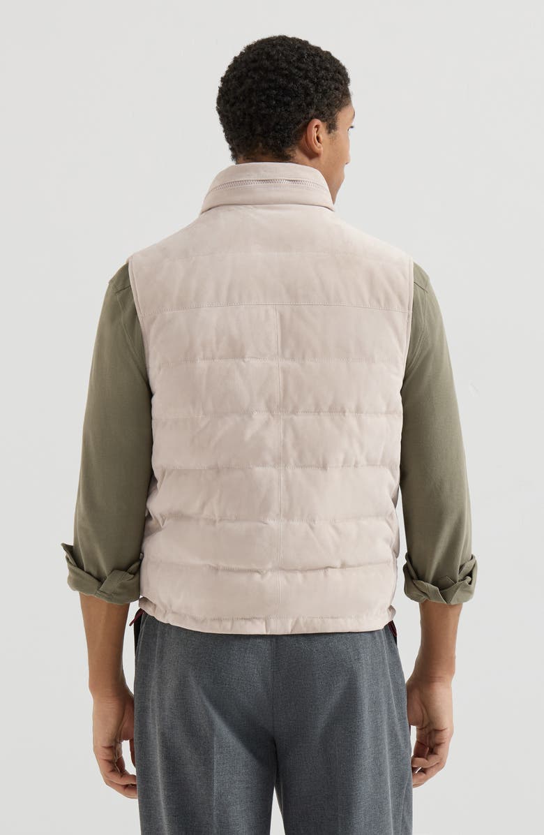 Brunello Cucinelli Suede down vest, Alternate, color, Light Brown
