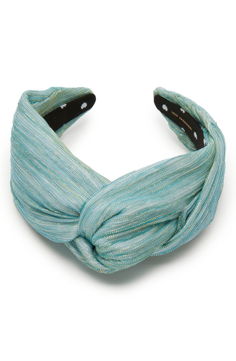 Lele Sadoughi Greta Shimmer Knotted Headband, Alternate, color, Jade Turquoise