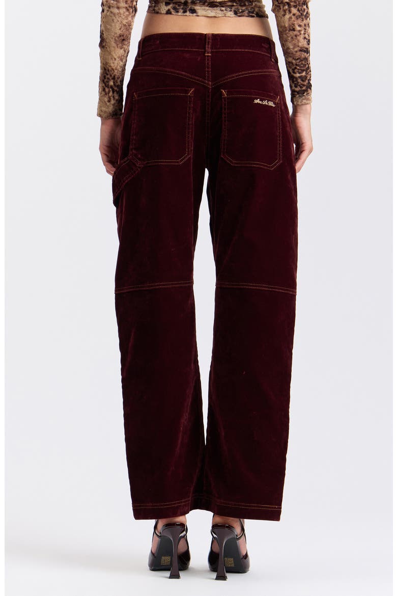Barrel Leg Velvet Cargo Pants, Alternate, color, BRANDY