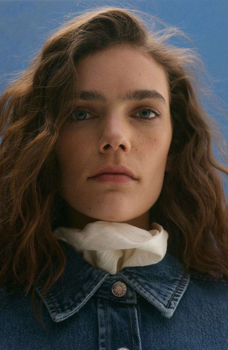 MANGO Patch Pocket Denim Overshirt, Alternate, color,