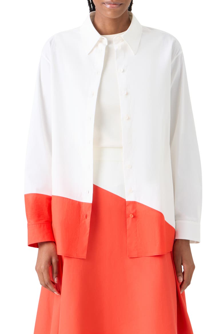 Polygon Cotton Popling Button-Up Shirt, Main, color, ECRU VERMILLION