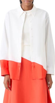 Akris Polygon Cotton Popling Button-Up Shirt