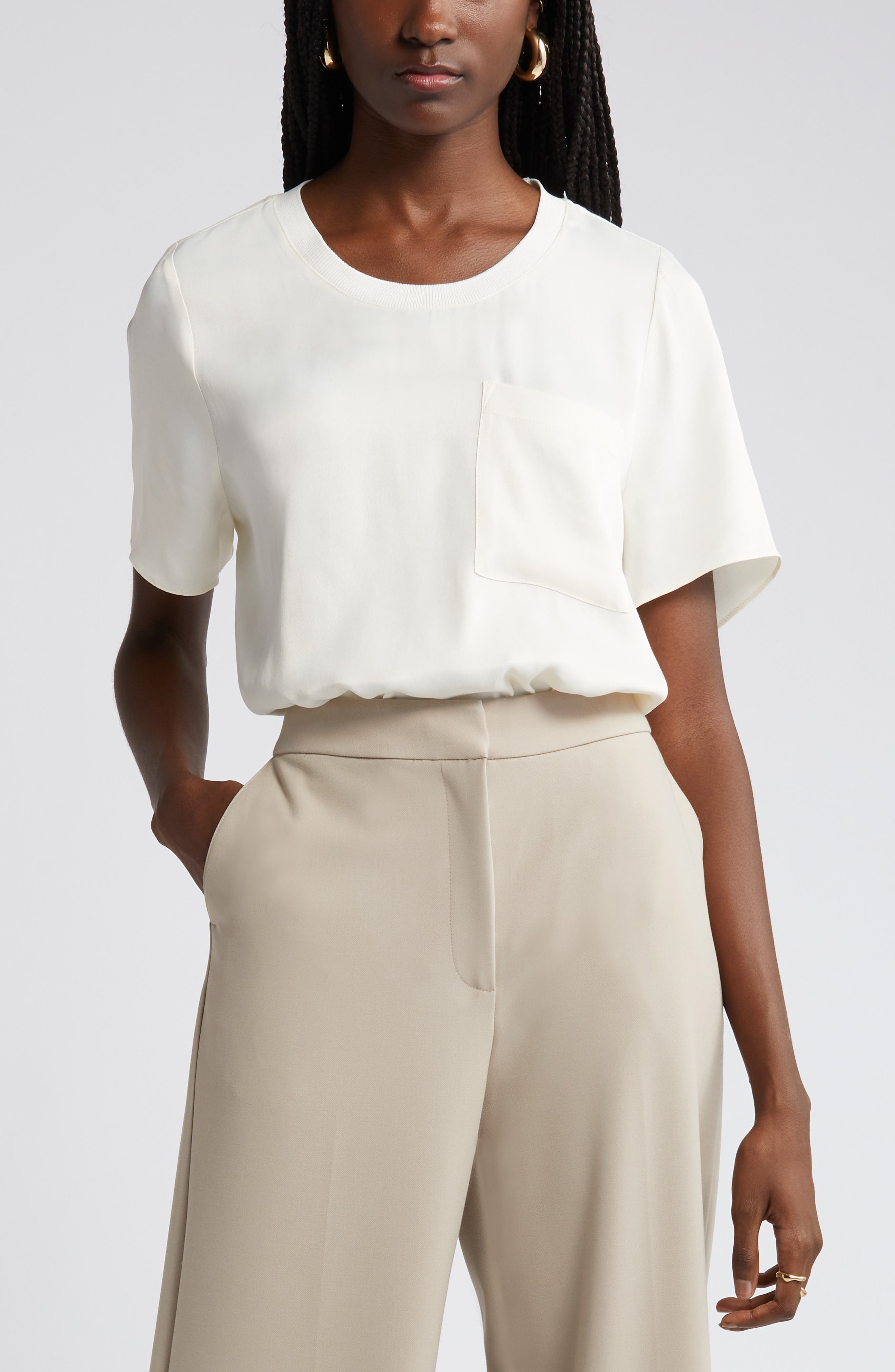 Nordstrom Woven Pocket T-Shirt