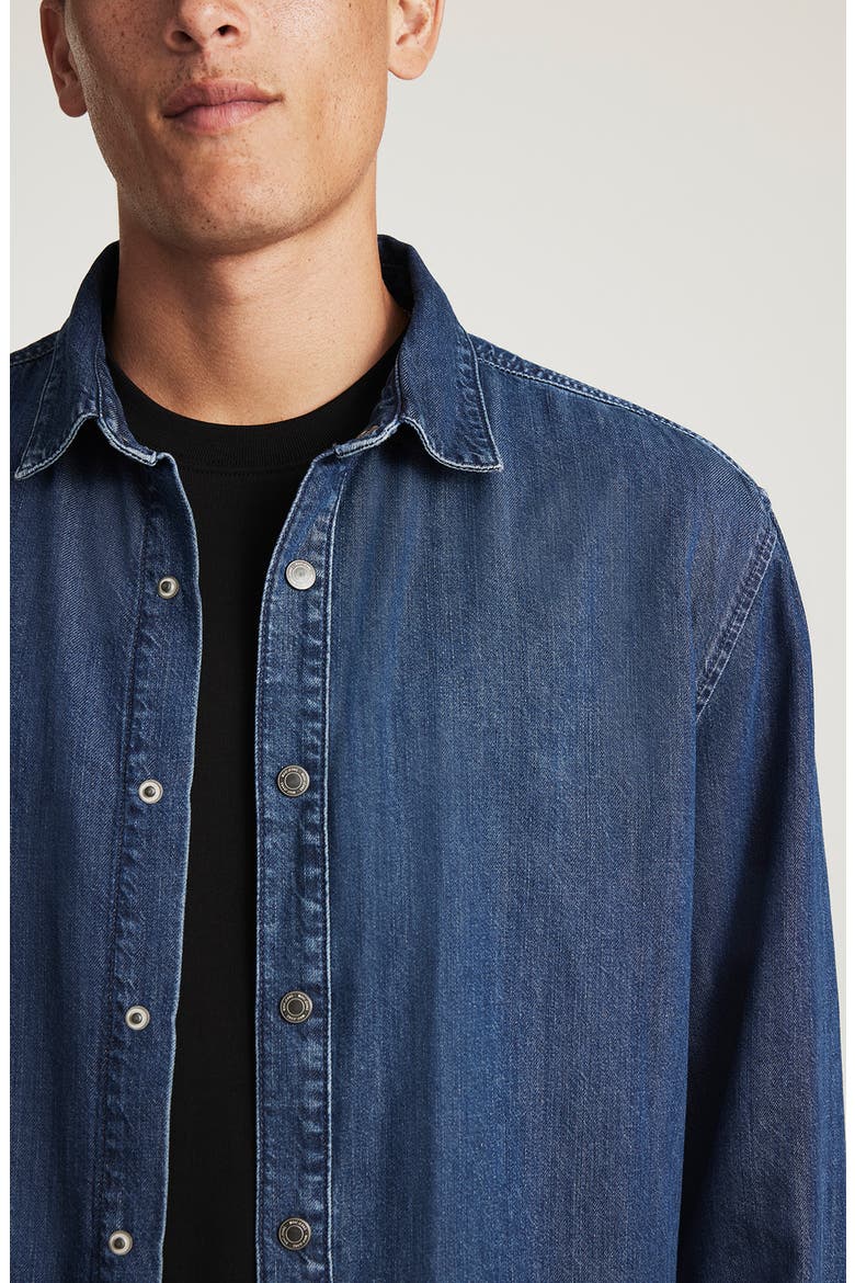 Roy Denim Snap-Up Shirt, Alternate, color, DARK INDIGO LUX BLAC