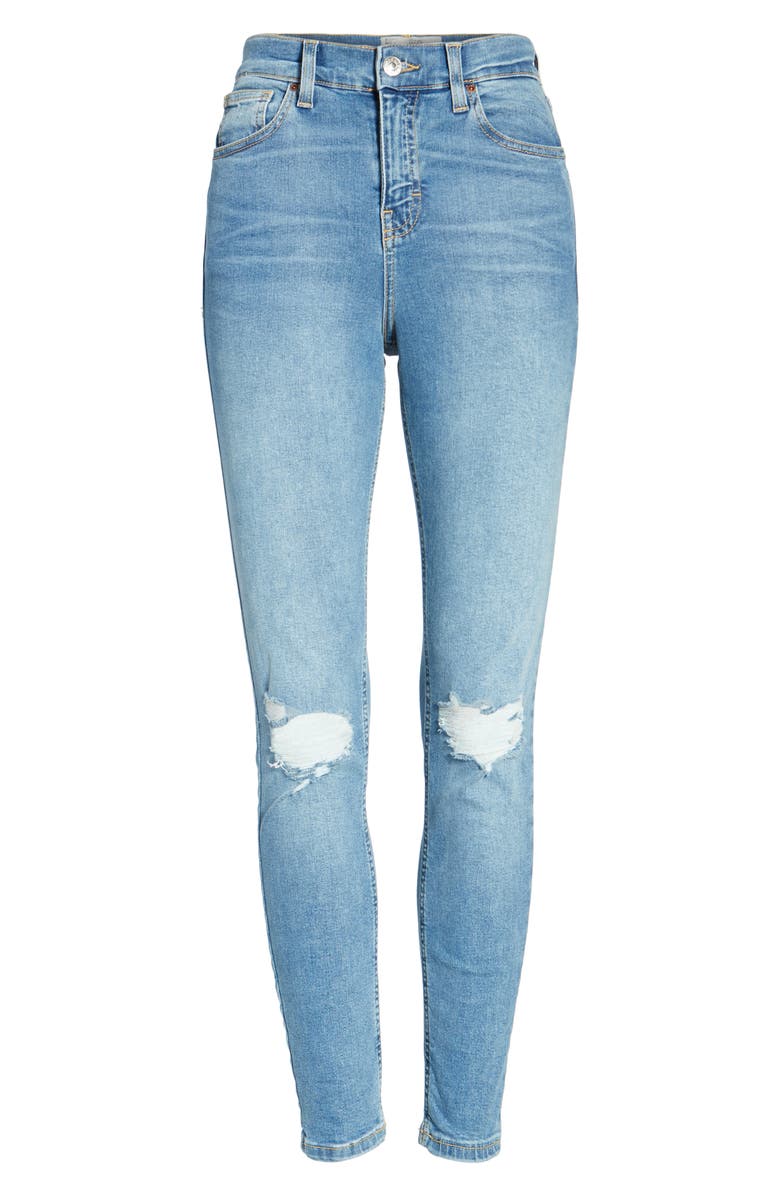 Topshop Moto Jamie Ripped High Waist Ankle Skinny Jeans, Alternate, color, 
