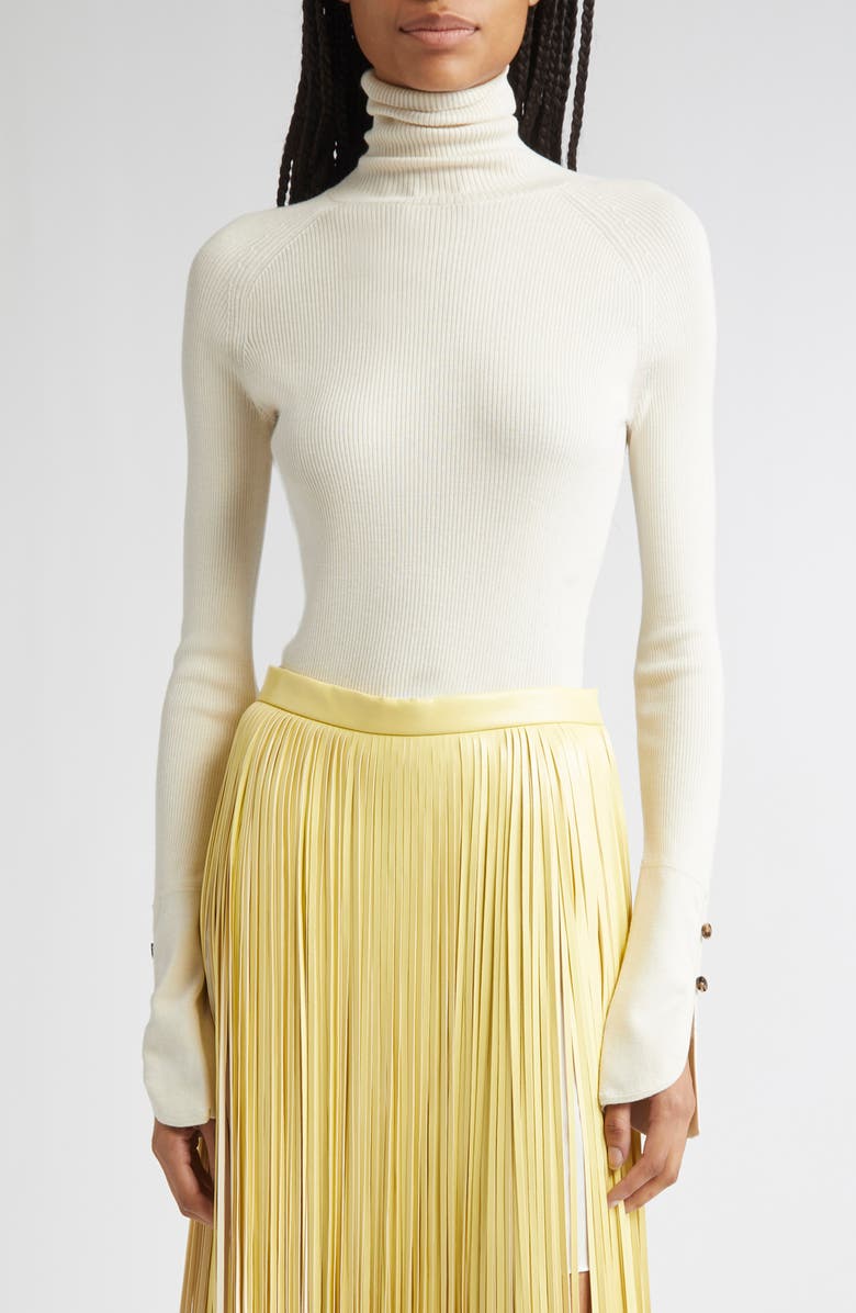 Proenza Schouler Belle Silk Turtleneck Sweater, Main, color, Off White