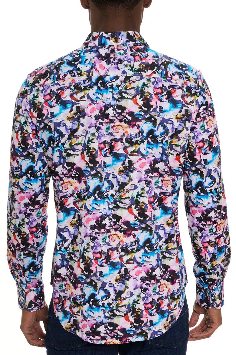 The Atlas Abstract Floral Stretch Button-Up Shirt, Alternate, color, BLACK MULTI