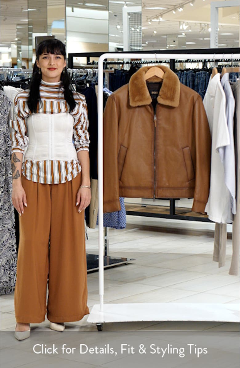 Mury Down Fill Leather Jacket with Removable Genuine Shearling Collar, sales video thumbnail